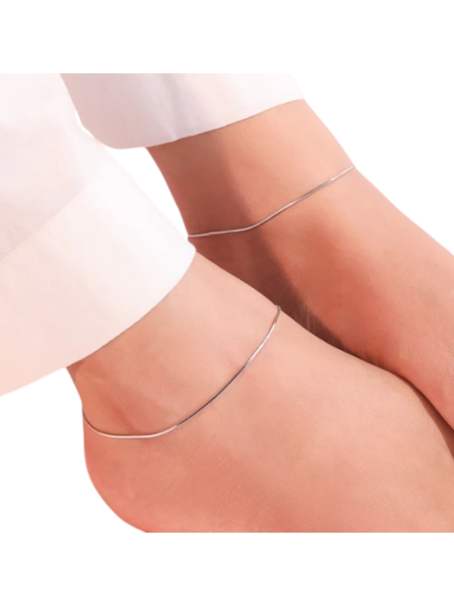 Minimal Rhodium Plated 925 Sterling Silver Chain Anklet By Kesardeep Impex For Women